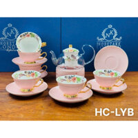 [ẢNH THẬT]Bộ trà hoa sứ xương màu Pastel tiểu thư siêu đẹp- Bộ ấm chén