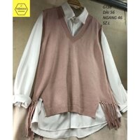 [ẢNH THẬT]G138 Áo gile len nam nữ cổ tim ulzzang hồng trơn size L hàng 2hand TIEM2021