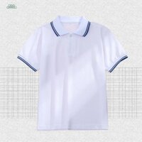 [Ảnh thật/Sẵn]  Áo đồng phục học sinh mùa hè dành cho học sinh trung học, ve áo sọc xanh đậm, đồng