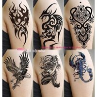 [Ảnh thật/Sẵn] Bộ nửa cánh tay hình xăm dán bền chống thấm nam nữ cánh tay ngực che sẹo rồng sói đại bàng bọ cạp mô phỏn