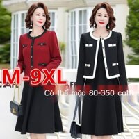 [Ảnh thật/Sẵn] Cỡ Cực Lớn300Áo khoác phong cách Chanel+Bộ Đầm Hai Mảnh Thời Trang Mùa Thu Thanh Lịc