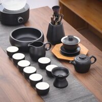 [Ảnh thật/Sẵn]  Đen gốm Kung Fu bộ trà bộ nhỏ bát sứ ấm trà văn phòng nhà ấm trà công bằng cốc lọc