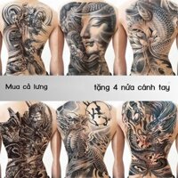 [Ảnh thật/Sẵn] Full lưng miếng dán hình xăm chống thấm nước nam nữ lâu dài Rồng Khỉ Vua cá Geisha Quan Công Triệu Vân lư