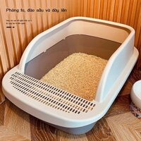[Ảnh thật/Sẵn]  Hộp đựng rác cỡ lớn, chống văng, toilet nửa kín, chống mùi, chuồng mèo cỡ vừa, có t