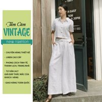 [Ảnh Thật/Sẵn] Set Bộ Chất Linen Cao Cấp -  Quần Ống Rộng Tiểu Thư, Nhẹ Nhàng, Sang Chảnh Cho Các Nàng