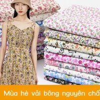 [Ảnh thật/Sẵn]  Vải cotton hoa nhỏ in họa tiết đồng quê, vải mềm mại thủ công, chất liệu mỏng cho v