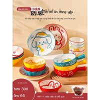 [Ảnh thật/Sẵn]Kawashima Nhà Hoạt Hình Bát Ăn Trẻ Em Hộ Gia Đình Dễ Thương Cho Bé Bát Ăn Gốm Bộ Đồ Ăn Đĩa Bát Canh Tô Mì
