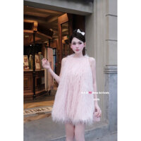 [Ảnh thật]Váy đầm suông lông tua rua(có lớp lót) siêu xinh