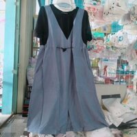 [Ảnh thật]Váy yếm bầu công sở có túi vải siêu xịn,vải dày dặn xịn sò