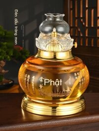 [Ảnh thật/Video] Đèn bơ thờ Phật, đèn dầu sen thủy tinh chống gió, đèn có thể điều chỉnh độ sáng lu