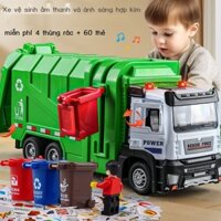 [Ảnh thật/Video] Hợp kim trẻ em xe chở rác đồ chơi vệ sinh xe tải thùng phân loại rác vệ sinh và là