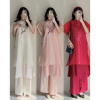 [Ảnh thật/Video] 🧧🧧 NEWWWW ÁO DÀI TẾT 2023 - ÁO DÀI HOA MAI THÊU   - Lymz Store