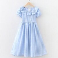 [Ảnh thật/Video] Váy bé gái mùa hè, váy dài ngang đầu gối kẻ sọc kẻ sọc cho bé lớn, váy công chúa c