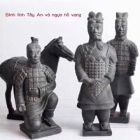 [Ảnh thật/Video]Chiến binh và ngựa đất nung Tây An Đồ thủ công Trang trí Bùn Chiến binh và ngựa đất nung xanh Quà lưu ni