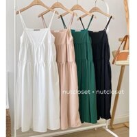 [Ảnh thật/Video]Váy hai dây xốp Lady ba tầng dáng babydoll form rộng xoè đầm 2 dây ulzang