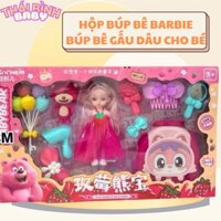(Ảnh Tự Chụp) Bup Bê Cho Bé Gái-Hộp Búp Bê Barbie Gấu Dâu.Búp Bê Barbie,Búp Bê Hồng Cho Bé