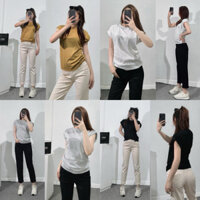 ẢNH TỰ CHỤP Thun tổ ong tay hến cổ tròn