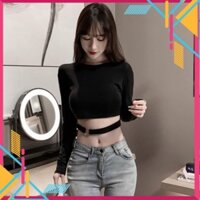 [Ảnh+VideoSP] Áo Croptop Dáng Lỡ, Dài Tay Khuyên Eo B032 _PRETTYTUKI