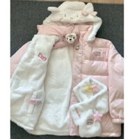 𝐂𝐡𝐚𝐫𝐥𝐨𝐭𝐭𝐞.𝐨𝐝_[ẢNH THẬT] Áo Phao Béo Trần Lông Hoạ Tiết Hello Kitty Mặc Được 2 Mặt Kèm Phụ Kiện Kẹp Xinh Xắn