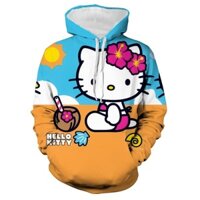 Anime 3D In Hình Trước Và Sau Dễ Thương Kawaii In Hoạt Hình Hello Kitty Áo Len Có Mũ Trùm Đầu