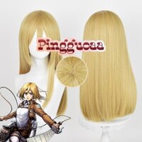 Anime Attack on Titan Christa Lenz Cosplay Wig Historia Reiss 50cm Long Staight Golden Wigs Heat Resistant Synthetic Hair