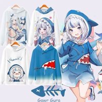 Anime Gawr Gura Cosplay 3D In Dây Kéo Áo Unisex Bông Tai Kẹp Thường Ngày Bốn Mùa Dây Kéo Có Mũ Trùm Đầu Nam Áo Khoác
