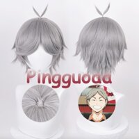 Anime Haikyuu Sugawara Koshi Cosplay Wig 30cm Short Silver Gray Wigs Heat Resistant Synthetic Hair