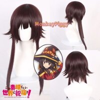 Anime KONO SUBARASHII SEKAI NI SHUKUFUKU WO Cosplay Tóc Giả Megumin Tóc Nâu Đậm Chịu Nhiệt Carnival Anime Tóc Giả
