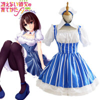 Anime Megumi Kato Cosplay Đầm Phù Hợp Với Người Giúp Việc Nhật Bản Đồng Phục Đầm Có Băng Đô Trường JK Thủy Thủ Váy Ngắn Halloween Lạ Mắt Quần Áo