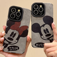 Anime Mickey Minnie Da dập nổi, thích hợp cho vỏ iPhone 16 15 14 13 12 11 Pro Max Ốp bảo vệ chống sốc thời trang