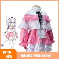 Anime Miss Kobayashi Rồng Người Giúp Việc Kanna Kamui Trang Phục Hóa Trang Cho Nữ Gothic Màu Hồng Đầm Gradient Tóc Giả Giày Halloween Đồng Phục