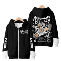 Anime mới One Piece Monkey D. Luffy Gear 5 Nika Dây Kéo Áo Khoác Nam Nhật Bản Thời Trang Nữ Rời ❥ ❈ Áo Len In Unisex Áo Khoác Dài Tay Có Mũ Trùm Đầu Top Cosplay