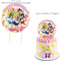 Anime Sailor Moon Theme Kids Happy Birthday Party Supplies Cake Topper Balloon Banner Party Decoration