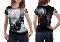 Anime Tokyo Ghoul Kaneki Ken Mask Art 2 Fans Print Sublimation Women Top Shirt Size : S to 3XL