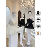 [ANIMO FASHION] - Đầm xoè công chúa cúp ngực đính nơ siêu xinh kèm găng tay S M L