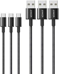 Anker (3-Pack, 6 ft) – Cáp USB-C sang USB-A cao cấp, sạc nhanh cho Samsung Galaxy S10/S9/S8/Note 8, LG V20/G5/G6 và nhiều thiết bị khác (màu đen)