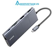 Anker A8385 – Bộ chuyển đổi Hub Anker 563 USB-C Hub (11 in 1) hỗ trợ PD 100w, 4K@60Hz, 3 cổng USB-A, cổng LAN, 3.5mm, microSD
