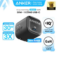 Anker zolo Bộ sạc 30W GaN usb-C PIQ 3.0 sạc nhanh điều khiển nhiệt độ kích thước nhỏ