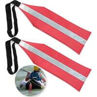 Anley (Gói 2) Cờ du lịch an toàn màu đỏ kéo thuyền Kayak có dải phản quang - Cờ cảnh báo cho ca nô, thuyền, SUP, xe tải, xe kéo - 14x4,7 inch