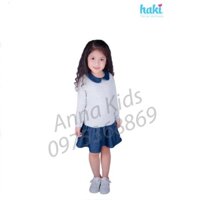 [Anna Kids]  Haki_ Váy đuôi cá cổ sen phối màu (ghi + xanh bò) HAKI-HK047 [HÀNG ĐẸP CHUẨN]
