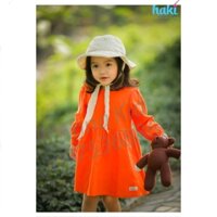 [Anna Kids]  Hak_Váy bé gái dài tay Haki vải Linen cao cấp Cam HK493 [HÀNG ĐẸP CHUẨN]