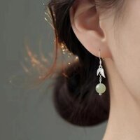 [Anne] Bông tai ngọc Hetian Bạc 925 Nữ Niche Bông tai cao cấp