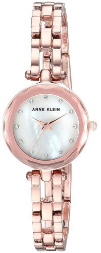 Anne Klein Women's Swarovski Crystal Accented Rose Gold-Tone Open Bracelet Watch
