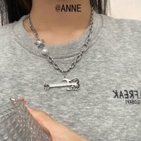 [Anne] Ngọn Lửa Đàn Guitar Rock Mặt Dây Chuyền Vòng Cổ Nữ Độc Đáo Hip-Hop Vòng Cổ Nam Hợp Thời Trang Niche Phụ Kiện Cao Cấp