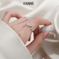 [Anne] Nhẫn Bướm 925 Nữ Đuôi Nhẫn Thiết Kế Niche Nhẫn Ngón Tay Đồng Bằng Nhẫn Mở Nhẫn