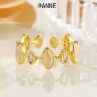 [Anne] Opal Đơn Giản Không Đều Nhẫn Nữ Cao Cấp Nhẹ Nhàng Độc Đáo Ngọt Ngào Thoáng Mát Tất Cả Trận Đấu Nhẫn Ngón Tay