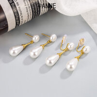 [Anne] Retro Văn Học Pháp Cổ Điển Cao Cấp Thiết Kế Niche Giọt Nước Ngọc Trai Bông Tai Kẹp Tai Nữ