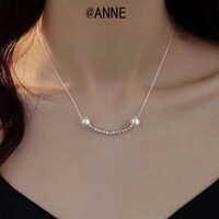 [Anne] Vòng cổ ngọc trai mạ bạc 925 Vòng cổ năm Niche Dây chuyền xương đòn cao cấp dành cho nữ