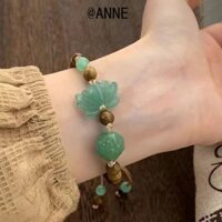 [Anne] Vòng tay đính cườm sen Trung Quốc mới Zen Vòng tay phong cách Trung Quốc Mân Côi Phong cách cổ xưa Vòng tay chơi mềm mại quấn ngón tay Nữ