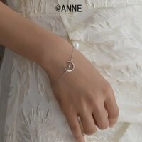 [Anne] Vòng tay mạ bạc Moon 925 Vòng tay ngôi sao Thiết kế thích hợp Quà tặng bạn gái đơn giản